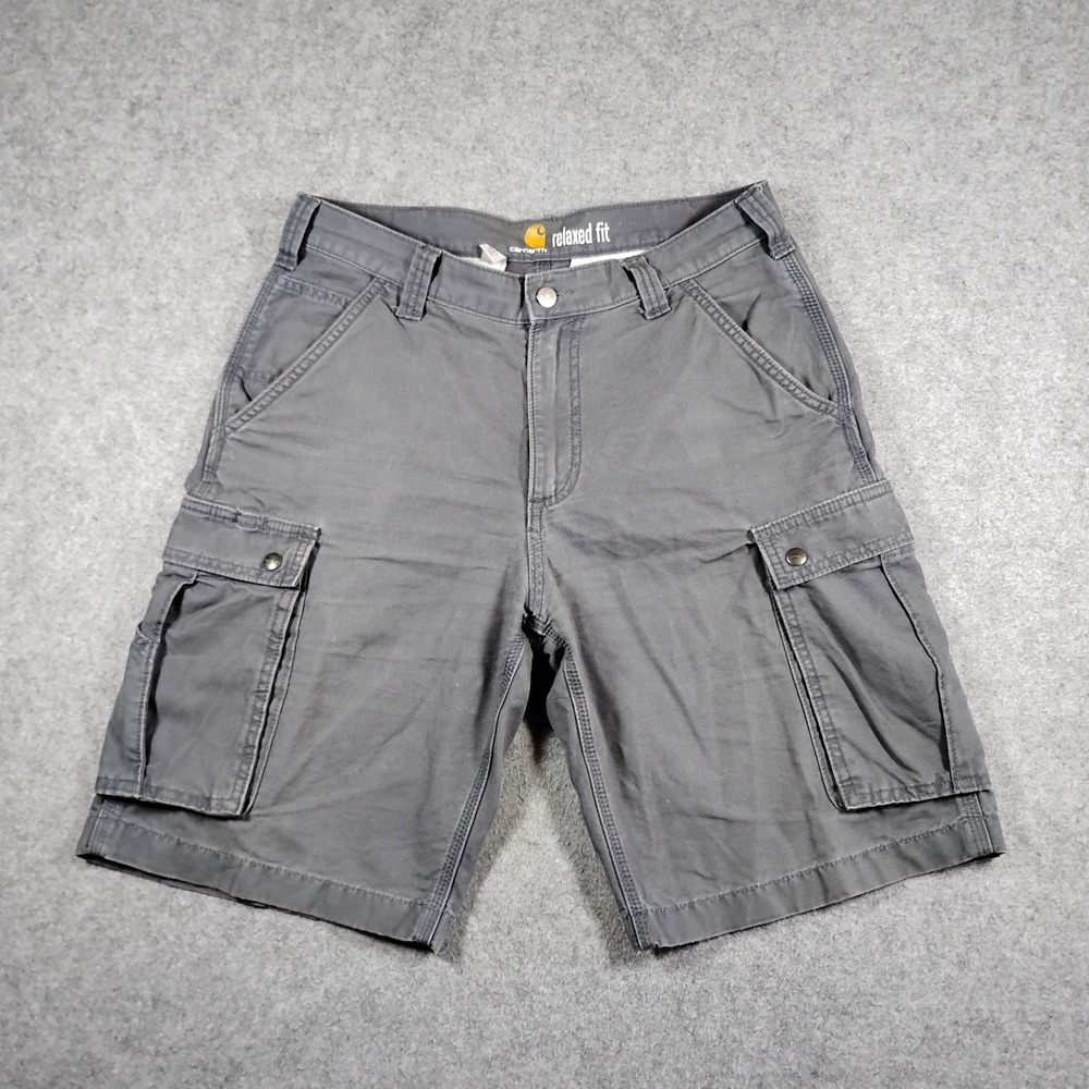 Carhartt Mens Relaxed Fit Gray Cotton Canvas Cargo Work Shorts Size 32‎ 100277